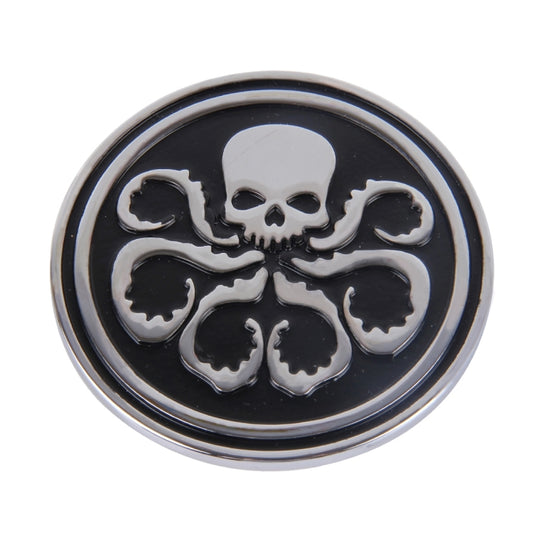 Skull Pattern Circular Shape Shining Metal Car Free Sticker(Black) by buy2fix