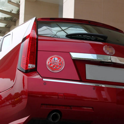 Skull Pattern Circular Shape Shining Metal Car Free Sticker(Red) by buy2fix