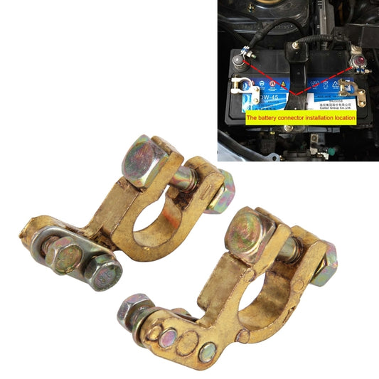 2 PCS Brass Positive and Negative Car Battery Connectors Terminals Clamps Clips, Inner Diameter: 1.2cm - Booster Cable & Clip by buy2fix | Online Shopping UK | buy2fix