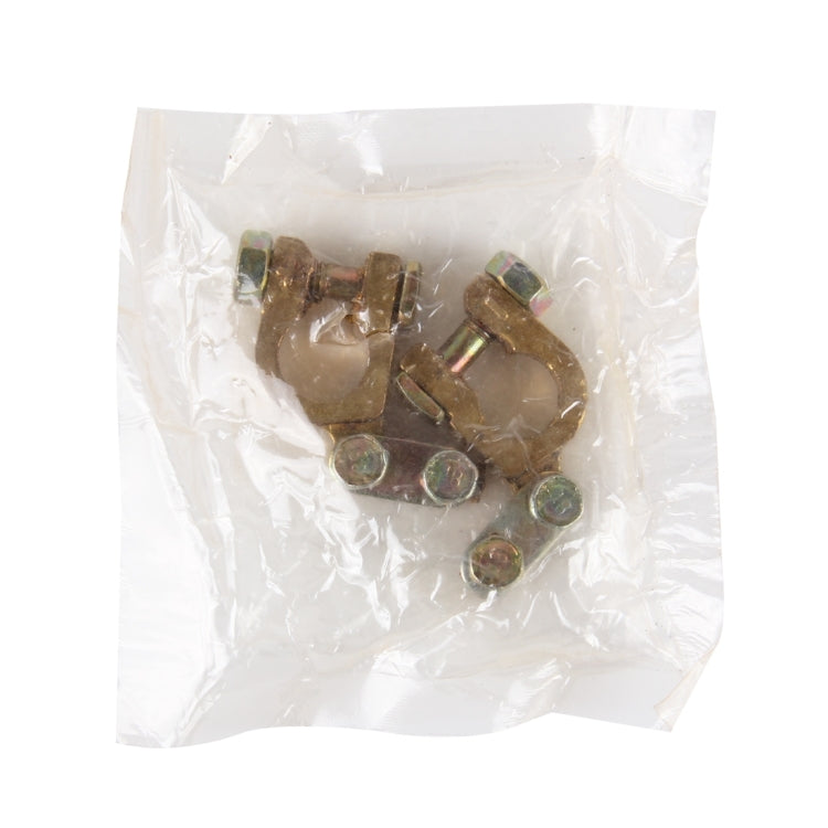 2 PCS Brass Positive and Negative Car Battery Connectors Terminals Clamps Clips, Inner Diameter: 1.2cm - Booster Cable & Clip by buy2fix | Online Shopping UK | buy2fix