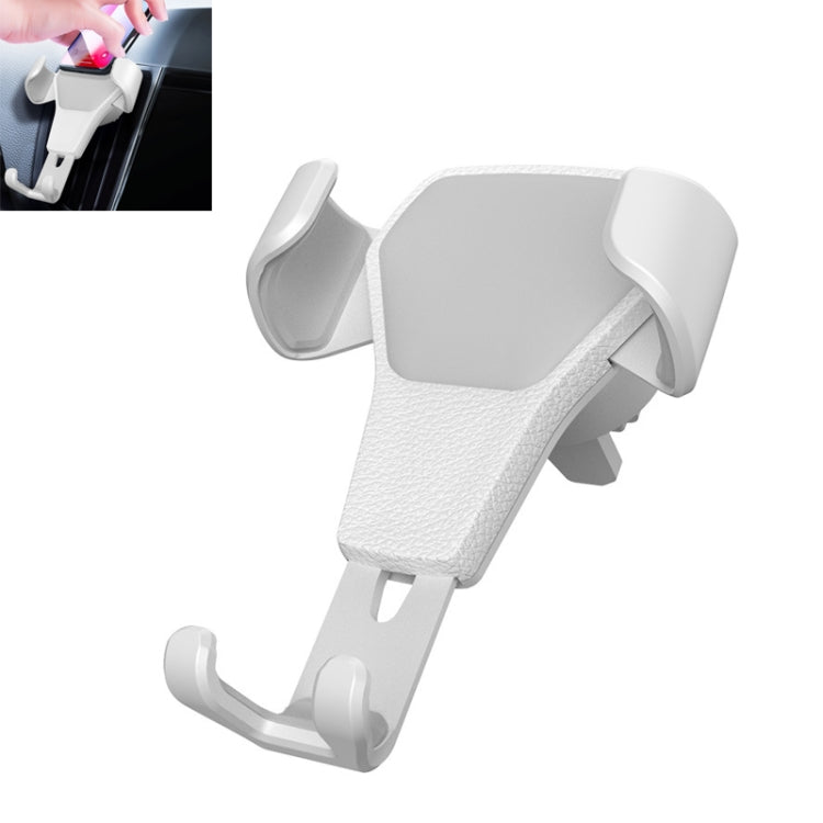 Litchi Texture Gravity Car Mount Phone Holder (White) - Universal Car Holders by buy2fix | Online Shopping UK | buy2fix