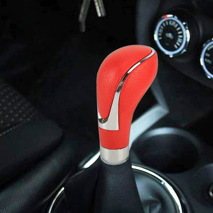 Universal Car PU Leather and Metal Gear Shift Knob Modified Auto Car Transmission Shift Lever Knob(Red) by buy2fix