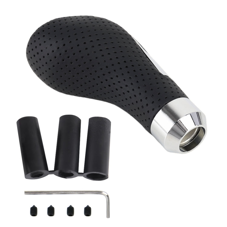 Universal Car PU Leather and Metal Gear Shift Knob Modified Auto Car Transmission Shift Lever Knob(Black) by buy2fix