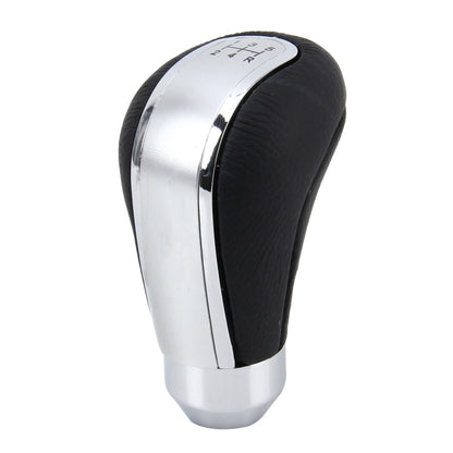 Universal Car Leather Metal Gear Shift Knob Modified Car Auto Transmission Shift Lever Knob(Silver) by buy2fix