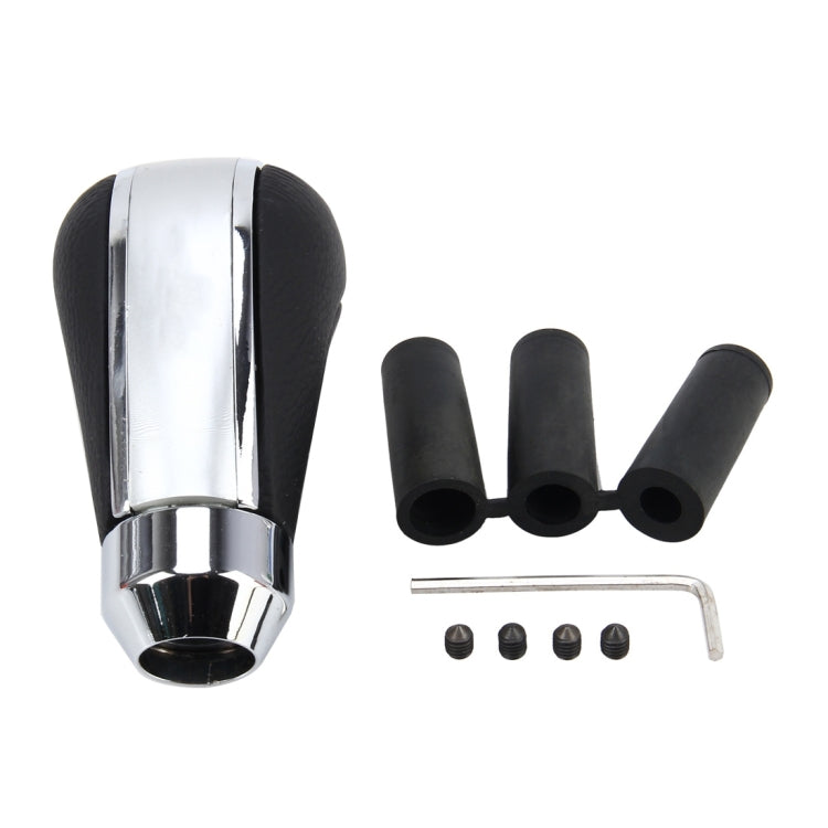 Universal Car Leather Metal Gear Shift Knob Modified Car Auto Transmission Shift Lever Knob(Silver) by buy2fix