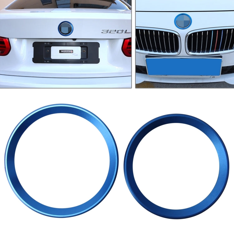 2 PCS/Set Zinc Alloy Steering Wheel Decoration Ring Sticker Logo Car Styling Modification Car Front Logo Ring Decoration Rear Cover Trim Hood Emblem Rings for BMW 3 Series(Blue) by buy2fix