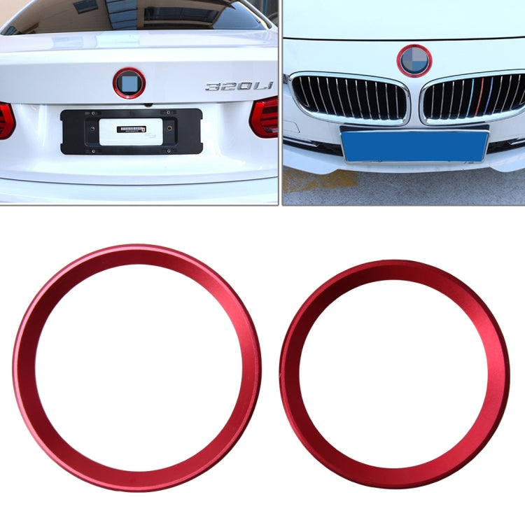 2 PCS/Set Zinc Alloy Steering Wheel Decoration Ring Sticker Logo Car Styling Modification Car Front Logo Ring Decoration Rear Cover Trim Hood Emblem Rings for BMW 3 Series(Red) by buy2fix