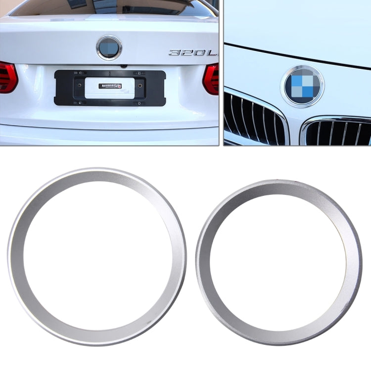 2 PCS/Set Zinc Alloy Steering Wheel Decoration Ring Sticker Logo Car Styling Modification Car Front Logo Ring Decoration Rear Cover Trim Hood Emblem Rings for BMW 3 Series(Silver) by buy2fix