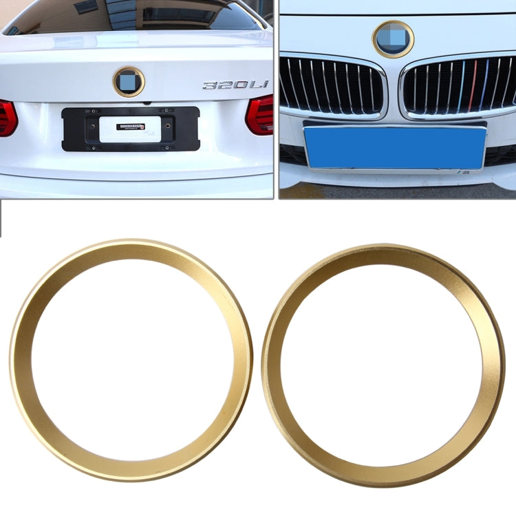 2 PCS Car Logo Decorative Circle Steering Wheel Decoration Ring Sticker Logo Car Styling Modification Car Front Logo Ring Decoration Rear Cover Trim Hood Emblem Rings for BMW 5 Series(Gold) by buy2fix