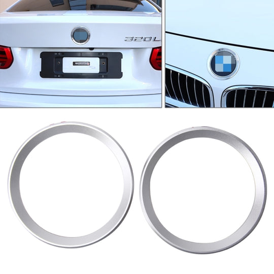 2 PCS Logo De Voiture Cercle Décoratif Volant Décoration Anneau Autocollant Logo Modification De Style De Voiture Logo Avant De Voiture Anneau Décoration Couverture Arrière Garniture Capot Emblème Anneaux pour BMW Série 5 (Argent)