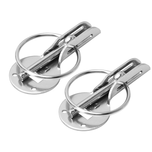 A Pair Universal Automobile Engine Cover Lock Carbon Fiber Hood Lock Car Modification Cover Lock Pull-type Engine Cover Lock Mount Bonnet Hood Pins Lock for Car Modification(Silver) - Locks & Hasps by buy2fix | Online Shopping UK | buy2fix