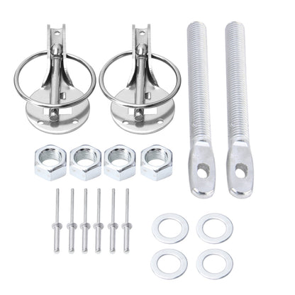 A Pair Universal Automobile Engine Cover Lock Carbon Fiber Hood Lock Car Modification Cover Lock Pull-type Engine Cover Lock Mount Bonnet Hood Pins Lock for Car Modification(Silver) - Locks & Hasps by buy2fix | Online Shopping UK | buy2fix