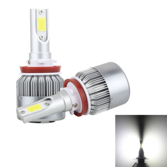 2 pièces H8/H9/H11 18 W 1800 LM 6000 K IP68 Casnbus phare LED de voiture à courant constant avec 2 lampes COB, DC 9-36 V (lumière blanche)