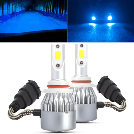 2 PCS 9006 18W 1800 LM 8000K IP68 Casnbus Phare LED de voiture à courant constant avec 2 lampes COB, DC 9-36V (lumière bleue glacée)