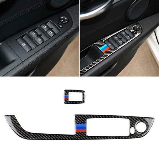 Panneau de lève-vitre en Fiber de carbone pour voiture, sans clé pliante, autocollant décoratif tricolore pour BMW Z4, conduite à gauche, 2009 – 2015