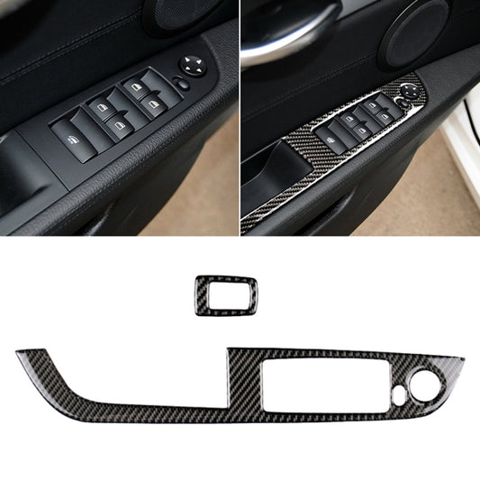 Car Carbon Fiber Window Lift Panel Without Folding Key Solid Color Decorative Sticker for BMW Z4 2009-2015, Suitable for Left Driving by buy2fix