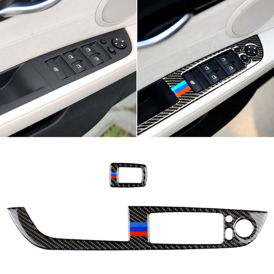 Car Carbon Fiber Window Lift Panel With Folding Key Three Color Decorative Sticker for BMW Z4 2009-2015, Suitable for Left Driving by buy2fix