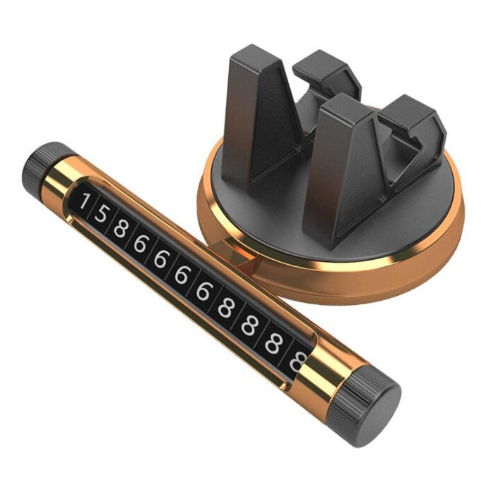 Multi-function Car Instrument Panel Mobile Phone Holder Temporary Parking Card(Gold) by buy2fix