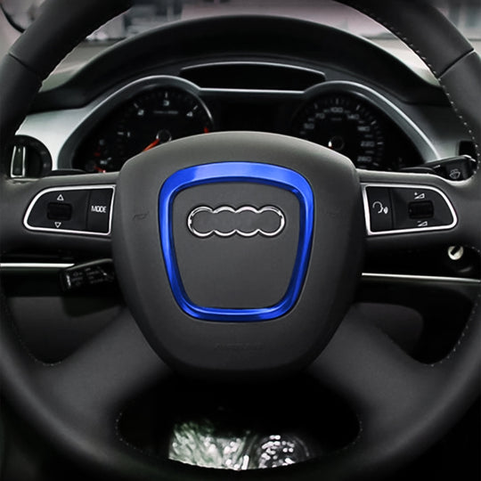 Décoration d'autocollant de garniture de couverture d'anneau décoratif de volant automatique de voiture pour Audi (bleu)