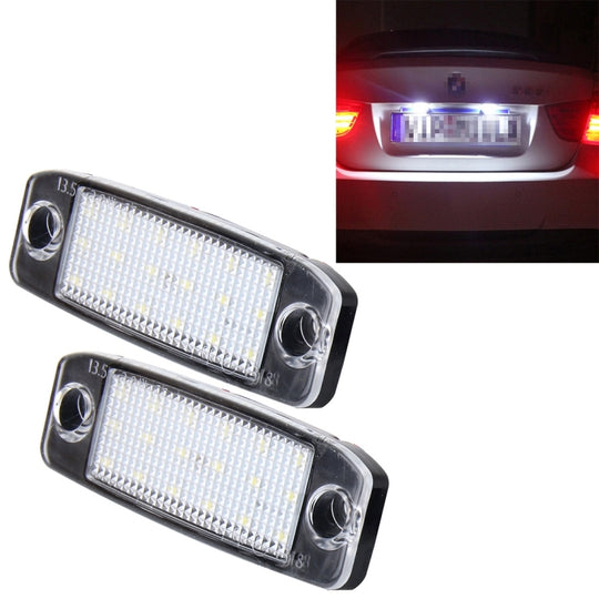 Lot de 2 éclairages de plaque d'immatriculation LED avec 18 lampes SMD-3528 pour Hyundai Sonata, 2 W 120 lm, 6000 K, DC12 V (lumière blanche)