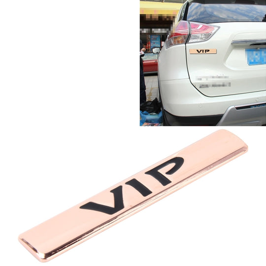 Autocollant VIP automatique étiquette VIP autocollants de voiture autocollants de voiture logo VIP de mode en métal 3D, taille: 9,5 * 1,5 cm (or champagne)