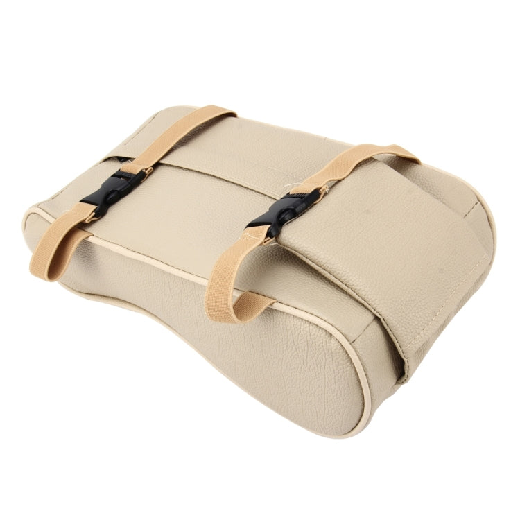 Universal Car PU Leather and Memory Foam Wrapped Armrest Box Breathable Car Armrest Box Mat with Phone Holder Storage Bag(Khaki) by buy2fix
