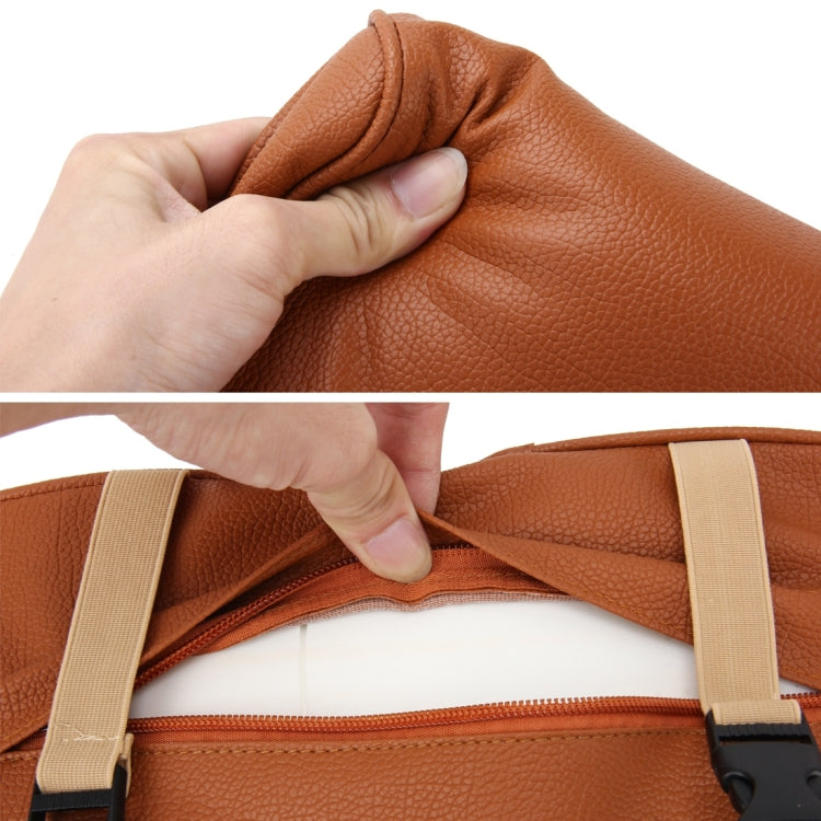 Universal Car PU Leather and Memory Foam Wrapped Armrest Box Breathable Car Armrest Box Mat with Phone Holder Storage Bag(Brown) by buy2fix