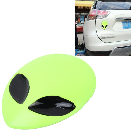 Autocollant automatique en forme de tête de magicien, autocollants de voiture de mode en métal 3D (lumière verte fluorescente)
