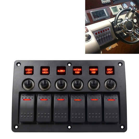 3Pin 6 Way Switches Combination Switch Panel with Light and Projector Lens for Car RV Marine Boat - Car Switches by buy2fix | Online Shopping UK | buy2fix