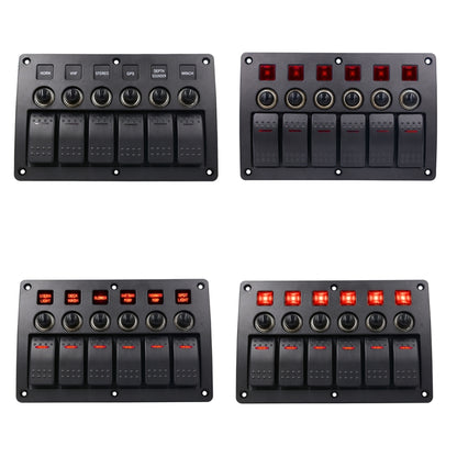 3Pin 6 Way Switches Combination Switch Panel with Light and Projector Lens for Car RV Marine Boat - Car Switches by buy2fix | Online Shopping UK | buy2fix