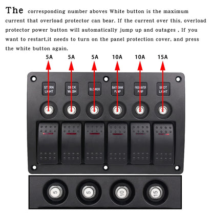 3Pin 6 Way Switches Combination Switch Panel with Light and Projector Lens for Car RV Marine Boat - Car Switches by buy2fix | Online Shopping UK | buy2fix