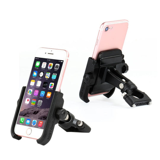Support de téléphone en alliage d'aluminium pour guidon de moto, adapté aux appareils de 4 à 6 pouces (noir)