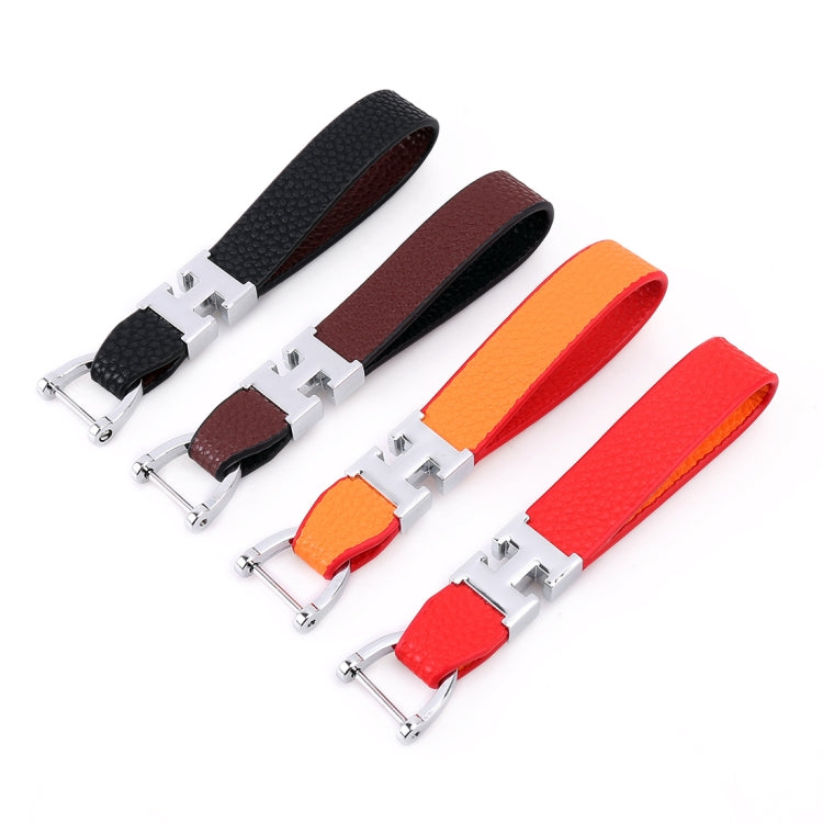 Car Metal Leather Key Ring Keychain, Random Color Delivery by buy2fix