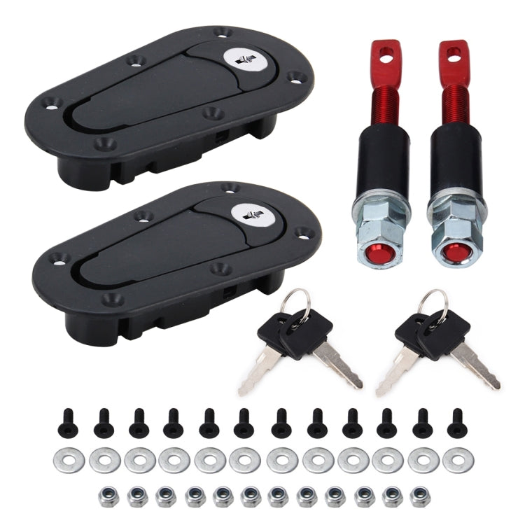 A Pair Car Modified Hood Lock General Racing Car Cover Lock with Keys(Black) - Locks & Hasps by buy2fix | Online Shopping UK | buy2fix
