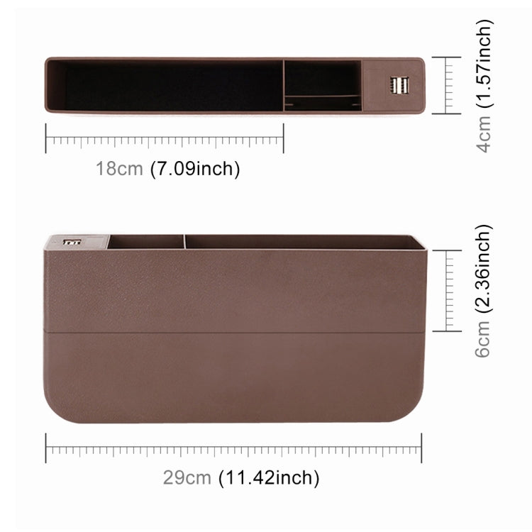 Universal Car Multi-functional Charger Console Side Pocket Seat Gap Side Storage Box, with 2 USB Ports(Beige) by buy2fix
