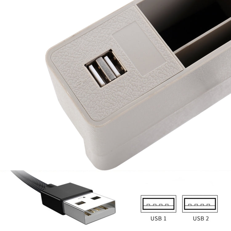 Universal Car Multi-functional Charger Console Side Pocket Seat Gap Side Storage Box, with 2 USB Ports(Beige) by buy2fix