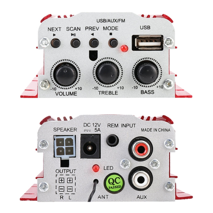 MA-700 Car Mini Amplifier Audio, Support MP3 / FM / USB, with Remote Control - Car Amplifiers by buy2fix | Online Shopping UK | buy2fix