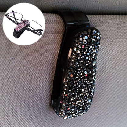 Car Mixed Color Diamond Mounted Glasses Bill Clip Holder (Black) by buy2fix