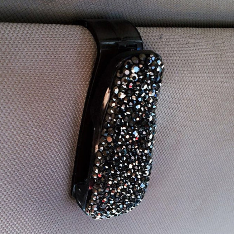 Car Mixed Color Diamond Mounted Glasses Bill Clip Holder (Black) by buy2fix