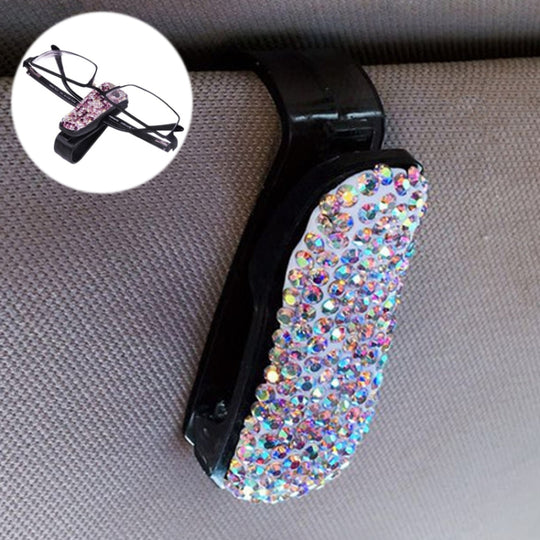 Support de pince à billets pour lunettes montées en diamant de couleurs mélangées pour voiture (couleur)