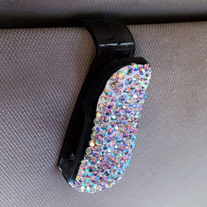 Car Mixed Color Diamond Mounted Glasses Bill Clip Holder (Colour) by buy2fix
