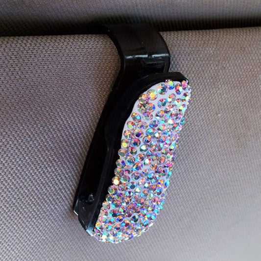 Car Mixed Color Diamond Mounted Glasses Bill Clip Holder (Colour) by buy2fix