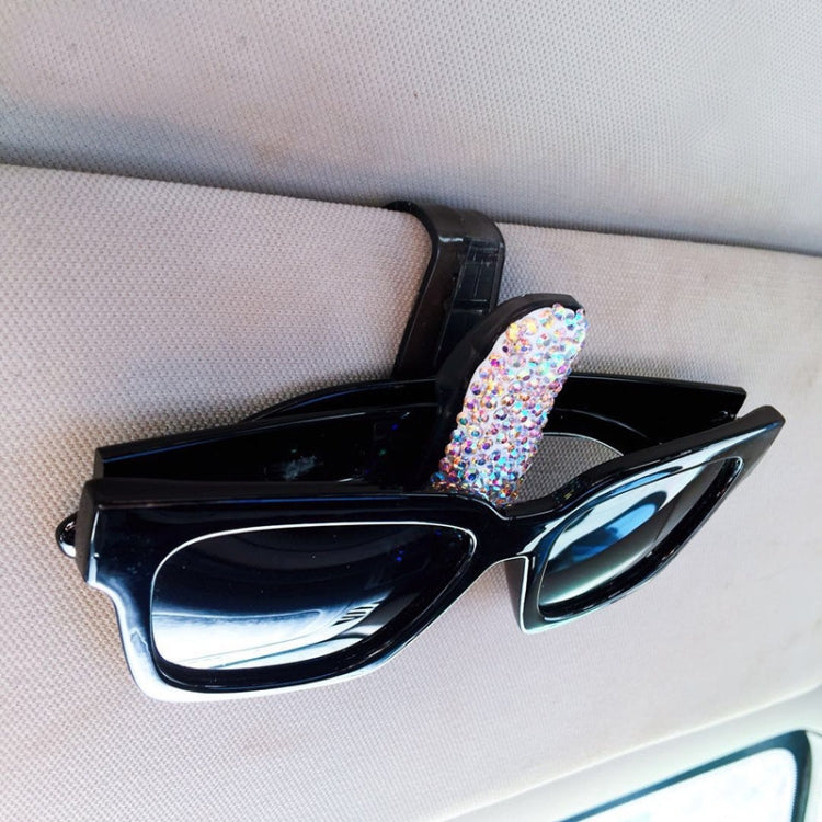 Car Mixed Color Diamond Mounted Glasses Bill Clip Holder (Colour) by buy2fix