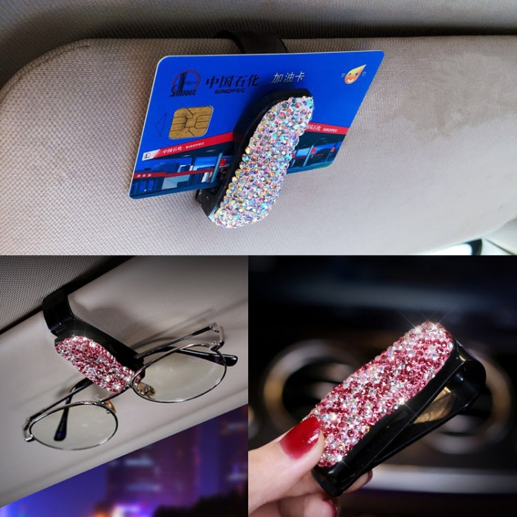 Car Mixed Color Diamond Mounted Glasses Bill Clip Holder (Colour) by buy2fix