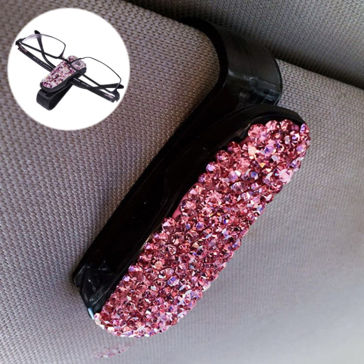 Car Pure Color Diamond Mounted Glasses Bill Clip Holder (Pink) by buy2fix