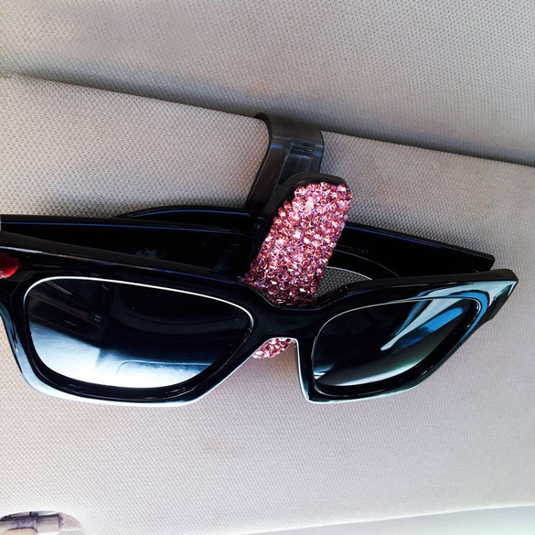 Car Pure Color Diamond Mounted Glasses Bill Clip Holder (Pink) by buy2fix