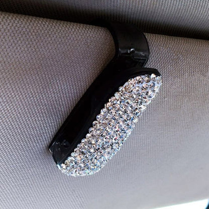 Car Pure Color Diamond Mounted Glasses Bill Clip Holder (White) by buy2fix