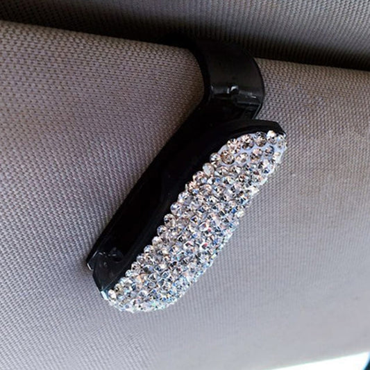 Car Pure Color Diamond Mounted Glasses Bill Clip Holder (White) by buy2fix