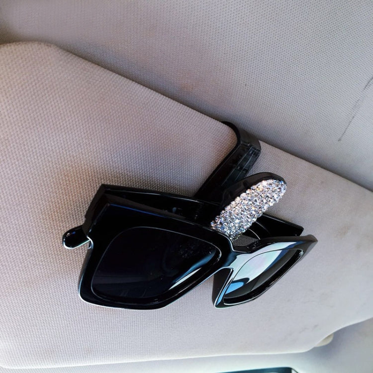 Car Pure Color Diamond Mounted Glasses Bill Clip Holder (White) by buy2fix