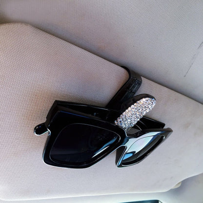 Car Pure Color Diamond Mounted Glasses Bill Clip Holder (White) by buy2fix